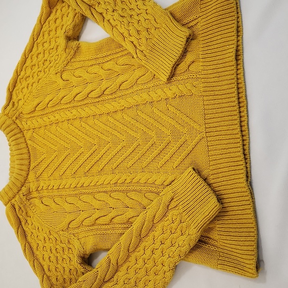 Zara Mustard Yellow Cable Knit Sweater. Size L - Picture 4 of 8